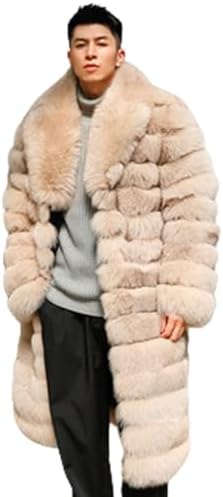 Denny&Dora Women's Luxurious Fox Fur Coat Long Trench Coat Style